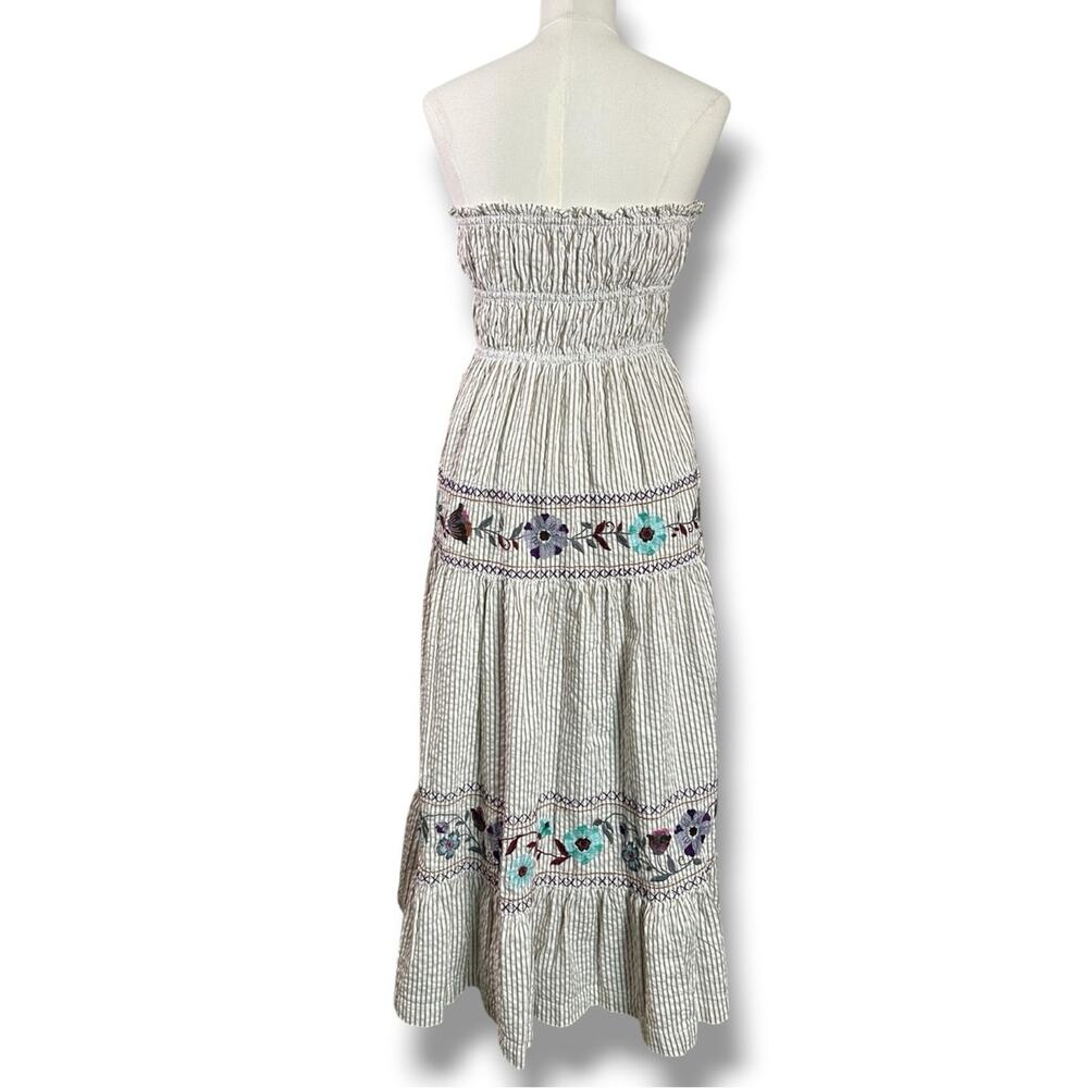Free People Bohemian Embroidered Floral Kalani Strapless Midi Dress Size XL - Picture 11 of 15